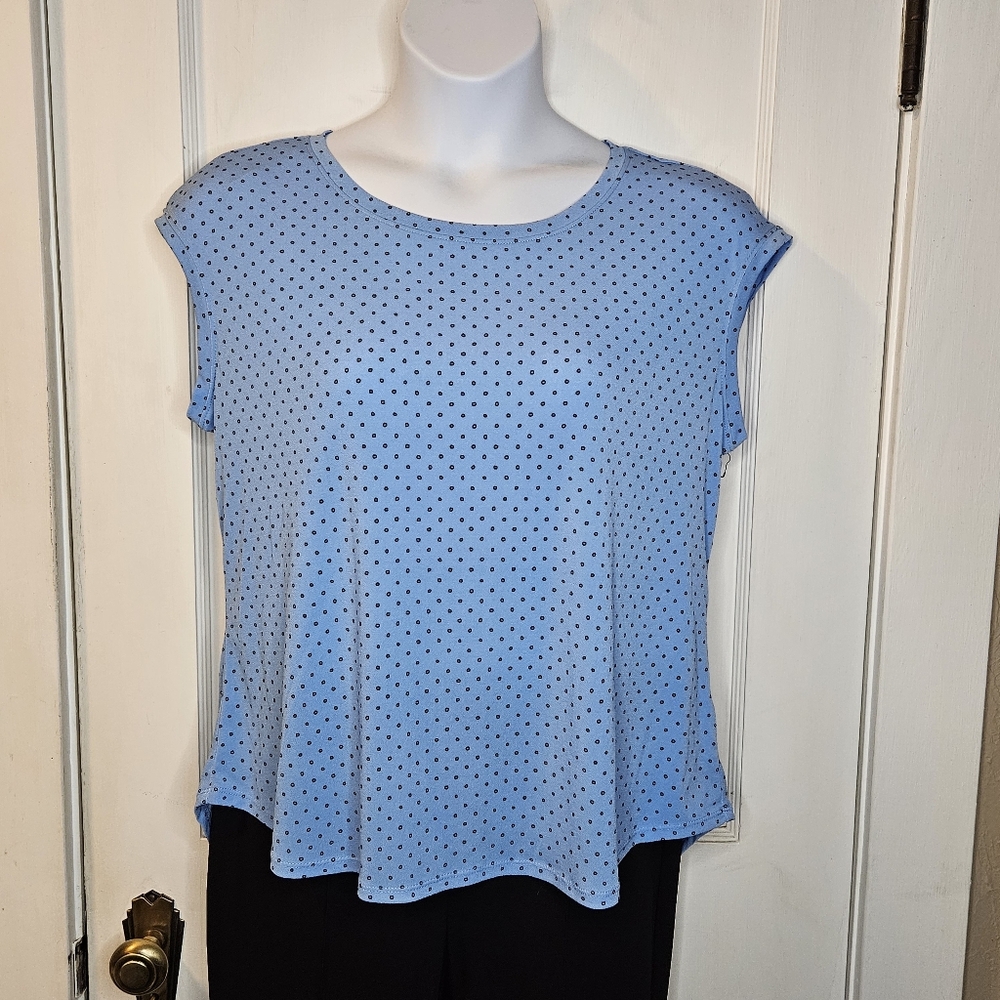 Elle Light Blue With Polka Dots Women's Top - Size Large